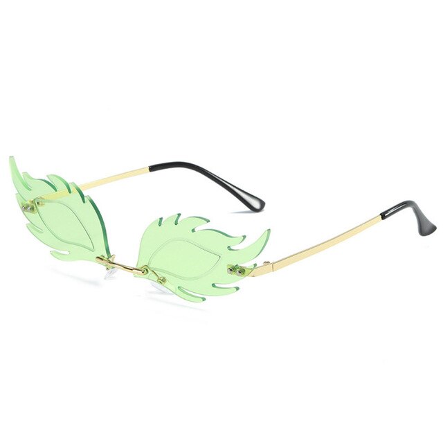 Feuer Flamme Sonnenbrille Frauen Männer Randlose Spiegel Brillen Luxus Trend Schmale Sonnenbrille Streetwear: Grün