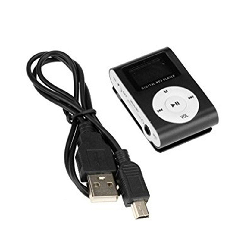 Mini Muziekspeler USB Clip Digitale MP3 Player Lcd-scherm Ondersteuning 32GB Micro SD TF Card FM Radio: Black