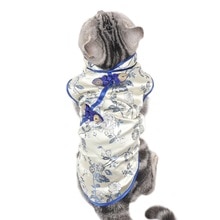 Katten Jurken Bloemen Borduren Tapestry Satijn Cheongsam voor Huisdieren Kat Kleding Outfit kedi giysileri S-XXL