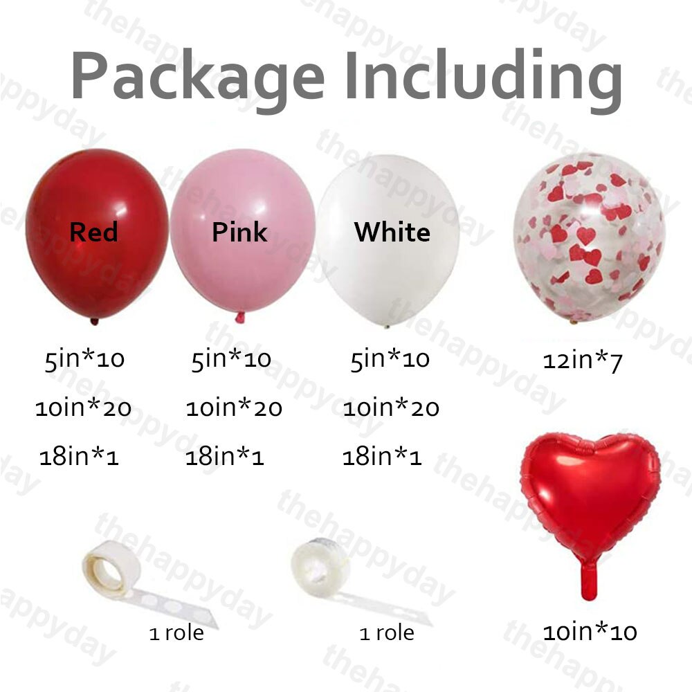 112Pc Valentines Day Balloon Arch Red Pink Balloons Garland Kit Red Heart Foil Balloons Valentines Day Decor Wedding Party Decor