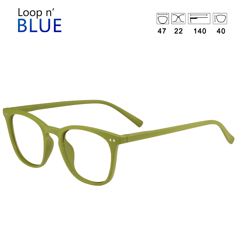 LOOP'N BLUE Precision reading glasses Retro Style Round reading glasses Men women reading glasses Anti-blue light: +200 / green Moss