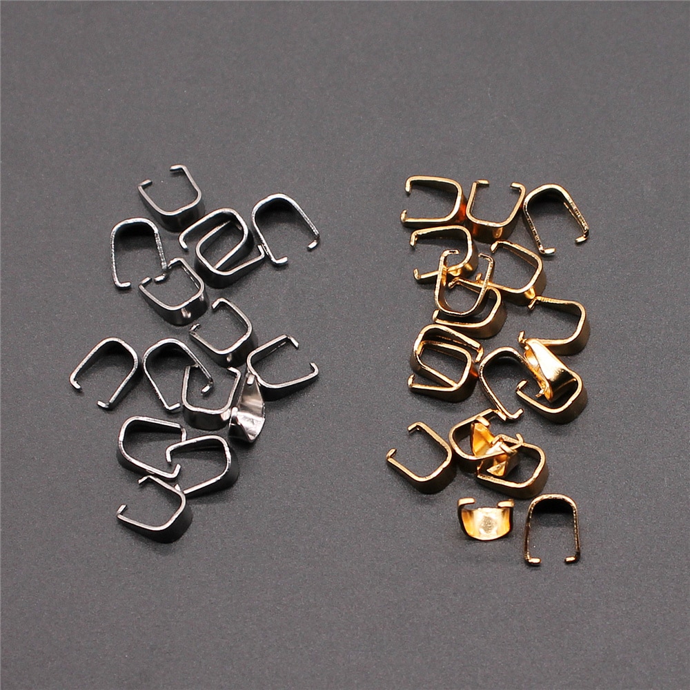 50pcs 2 Colors 5x6mm Stainless Steel Material Clasps Pinch Clips Bails Charm Melon Seeds Buckle Pendant DIY Jewelry Findings