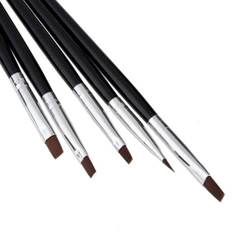 Professionele Kolinsky Flat Uv Gel Acryl Nail Brush 5 Stks/set Nail Art Polish Gel Borstels Pen Tool