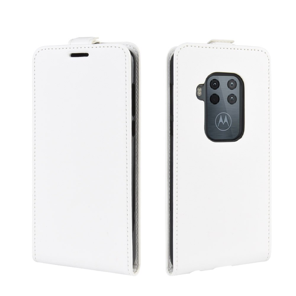 UP Down Leather Case For Motorola One Power P30 One P30 One ZOOM Phone Bag Vertical Flip Leather Cover Cases Card Slot Holster: For One Zoom / White