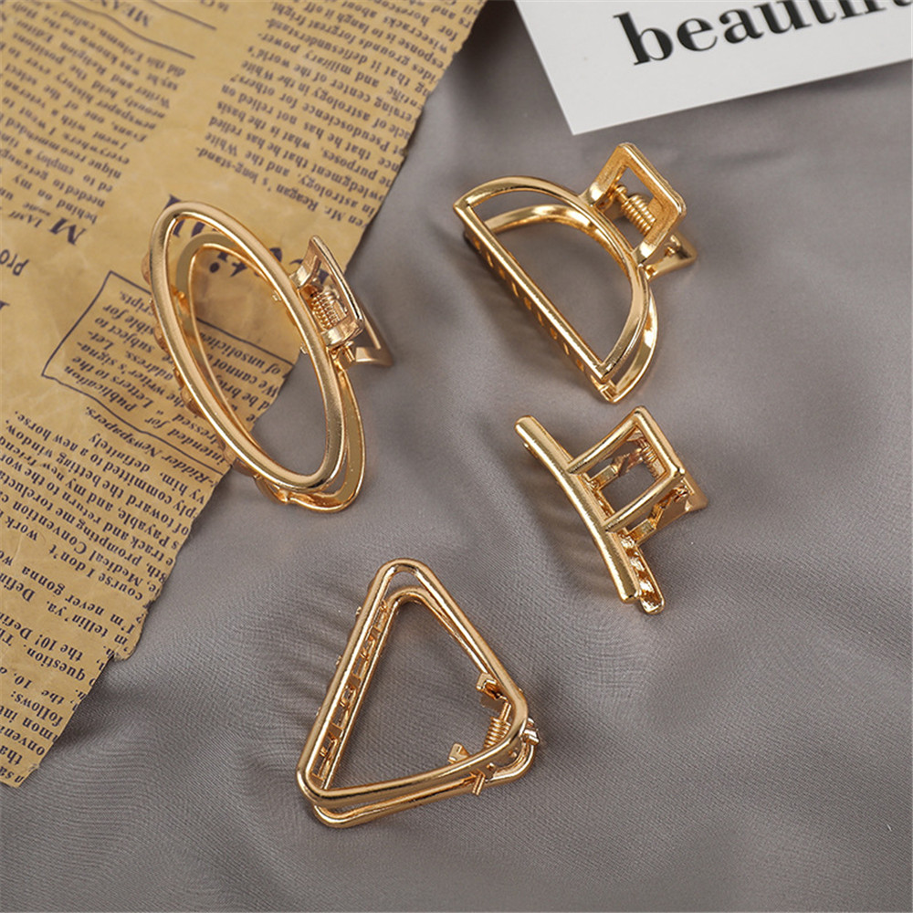 Garra de pelo de Metal de Color dorado geométrico Simple para mujeres y niñas, pasador con forma de corazón y gato, accesorios para el cabello, tocado