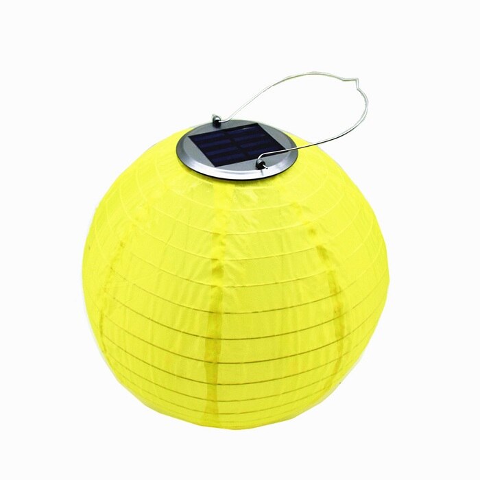 Lantern Solar Light LED Hanging Ball Nylon Lantern Fairy Lights For Garden Decoration Wedding Solar Light With Battery 12inch: Yellow