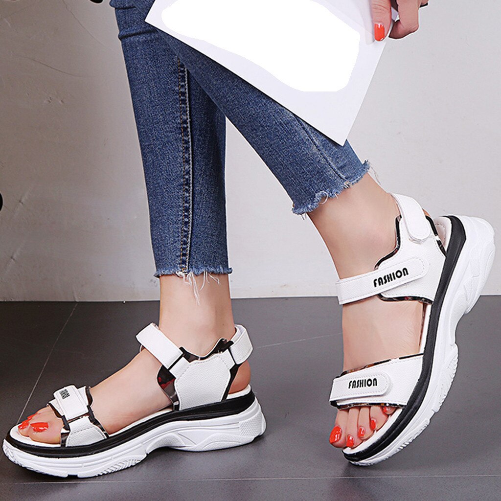 YOUYEDIAN sandalias de Punta abierta a la para mujer, sandalias deportivas casuales, Sandalias planas de suela gruesa, zapatos de playa, zapatos de punta abierta # g3