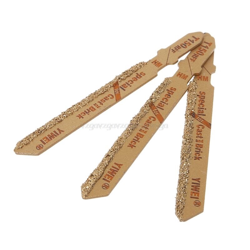 Hoja de sierra caladora de diamante, 3 uds., grano de carburo T150 de 3 ", vástago en T, hojas de sierra, herramienta de corte de azulejos de cerámica D13 19