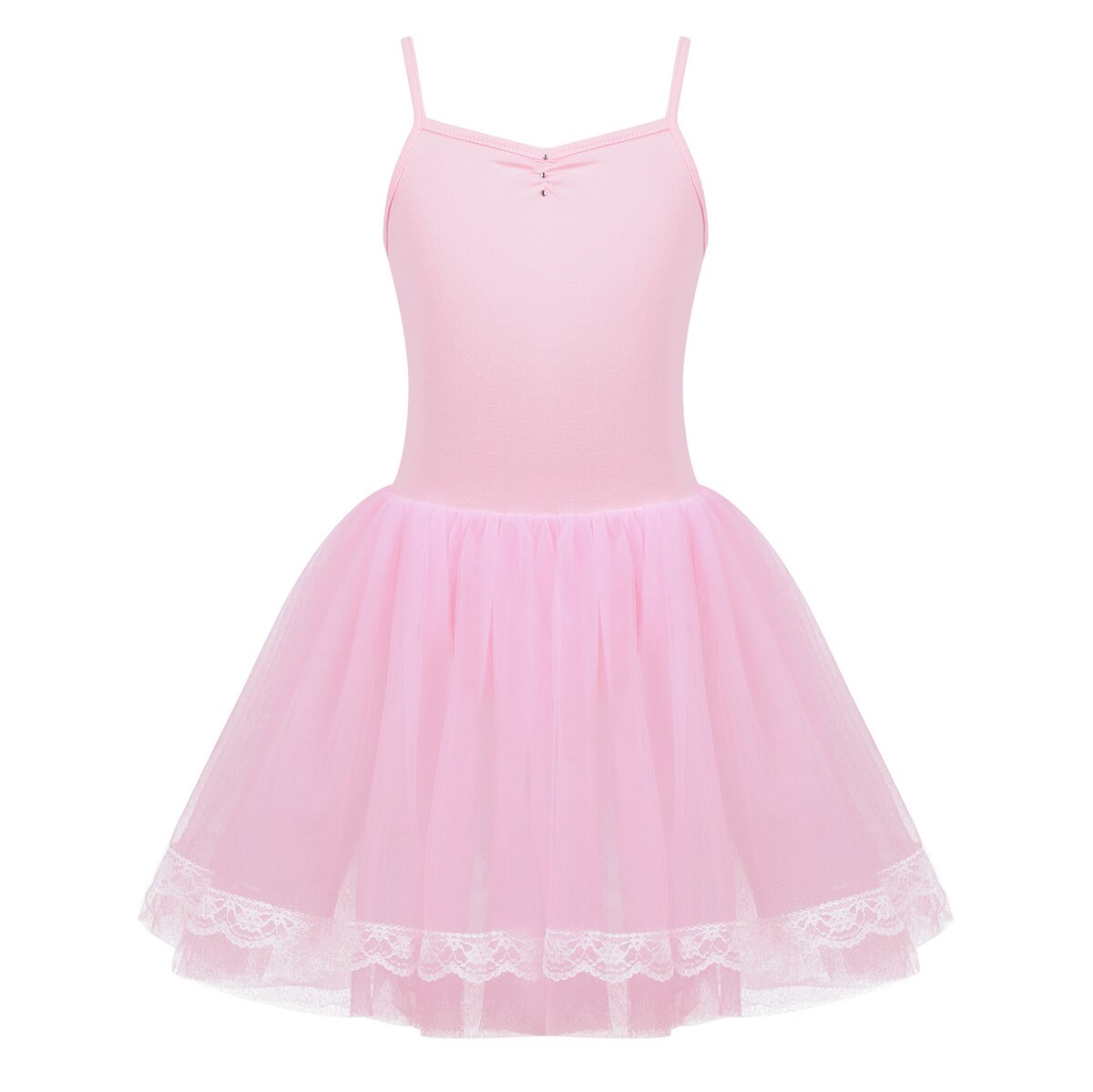 Kids ballroom danswedstrijd jurken Geknepen Voorkant met Strass Ballet Tutu Jurk Ballerina Gymnastiek Turnpakje voor Meisjes: Pink / 4