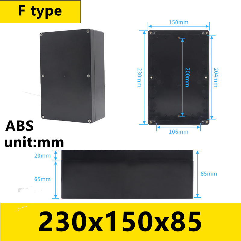 Black Outdoor Waterproof Enclosure Plastic Box Electronic Project Instrument Case Electrical Project Box Junction Box Housing