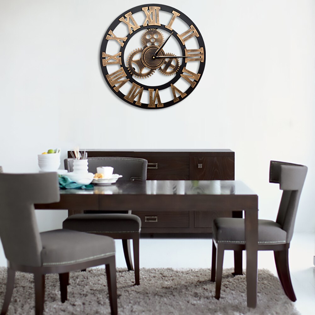 40cm seinäkello moderni retro roomalainen numero seinäkello, joka ei merkitse vaihde kello metalli kultainen iso olohuoneen sisustus
