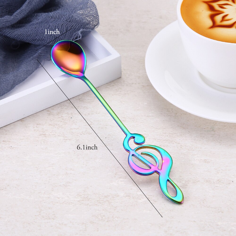 Rvs Koffielepels Spiegel Gepolijst Goud Muziek Symbool Dessert Lepel Koffie Bar Keuken Benodigdheden Thee Accessoires: Mirror rainbow