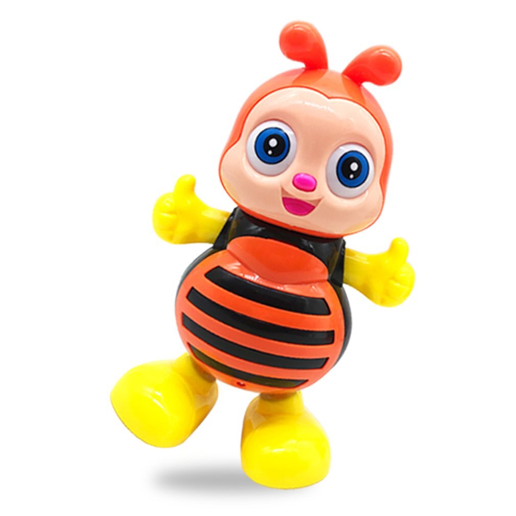 Robot Musical eléctrico de abeja de dibujos animados para baile, luz intermitente LED de baile, interactivo inteligente, Juguete Musical para mascotas