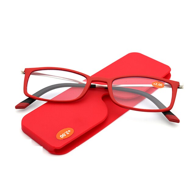 Sighttoo-gafas de lectura Tr90 para mujer, lentes con montura Rectangular, con estuche, plegables, para presbicia, graduadas: F-Red / +200