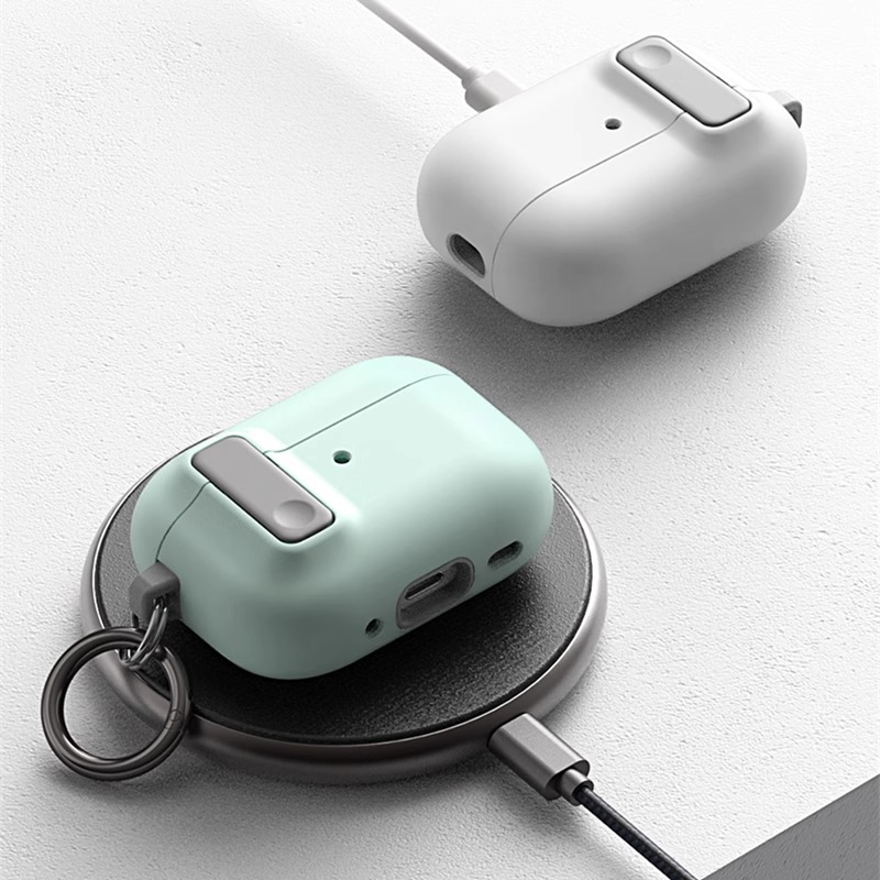 Skyddsfodral för airpods 4 , lyxigt hörlursfodral, stötsäkert fodral med krok