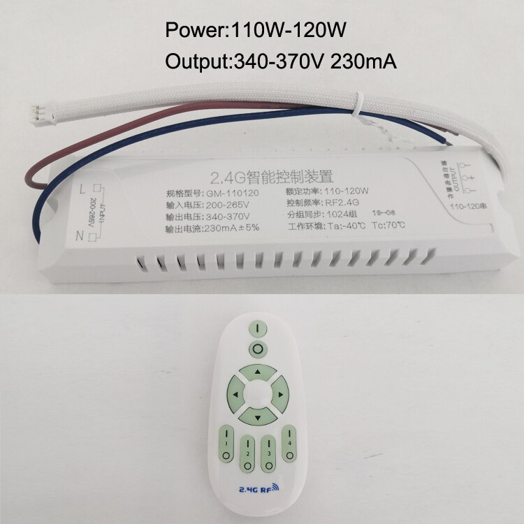 Justering af farvetemperatur og dæmpbar led transformer 2.4g fjernbetjening led driver isoleret og sikker intelligent strømforsyning: 220v 110-120w