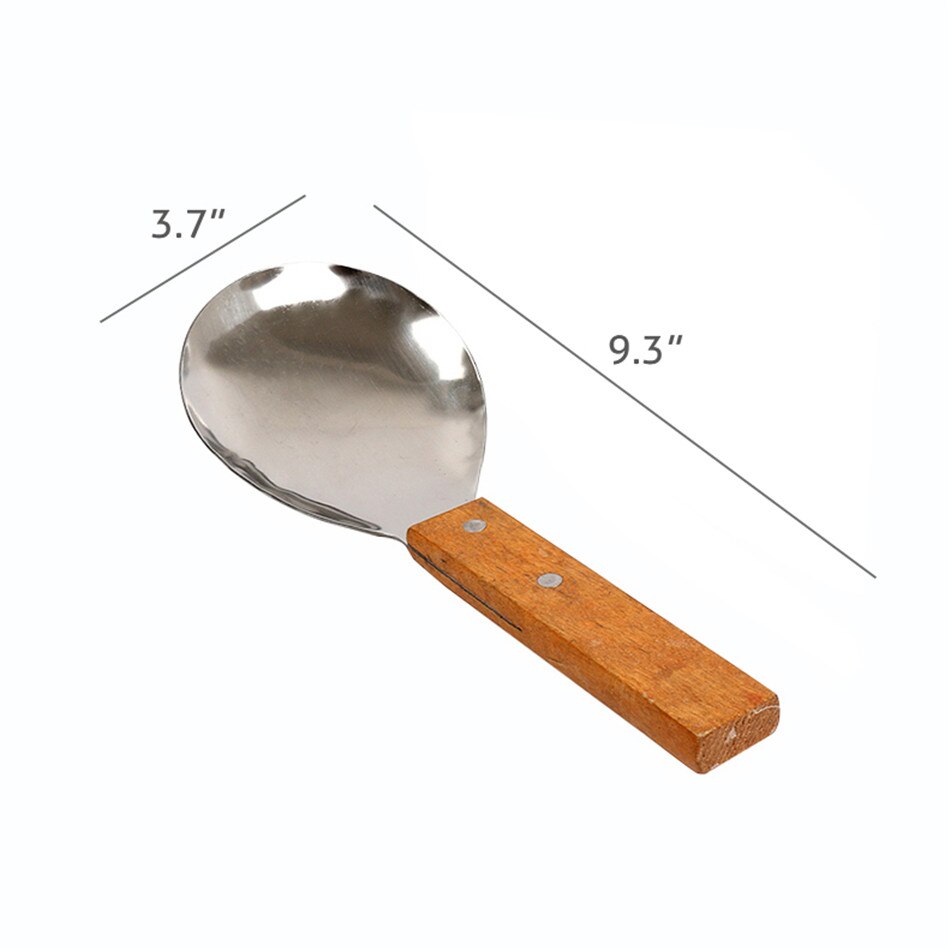 Stor rustfri stålske med redwood håndtag ris suppe ske bordservice kaffebønner tofu scoop is ske køkken tilbehør: 24cm