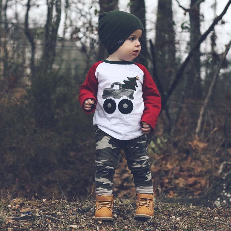 Conjunto de ropa para niñas, niños, bebés, niñas, niños, ropa, Camuflaje, Patchwork, manga larga, camisetas, pantalones mallas conjuntos