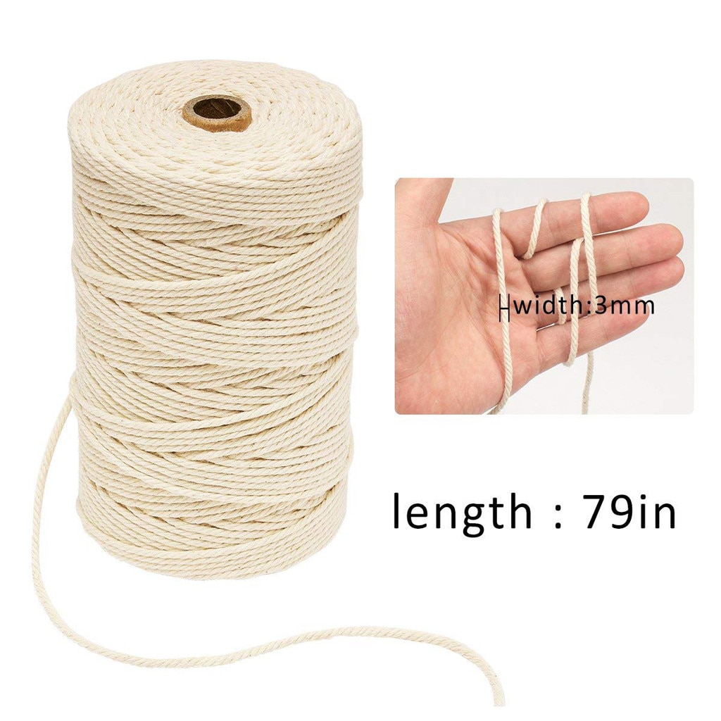 3Mm X 200M Natuurlijke Handgemaakte Katoenen Koord Macrame Garen Touw Diy Muur Opknoping Plant Hanger Craft string Breien #5 #40