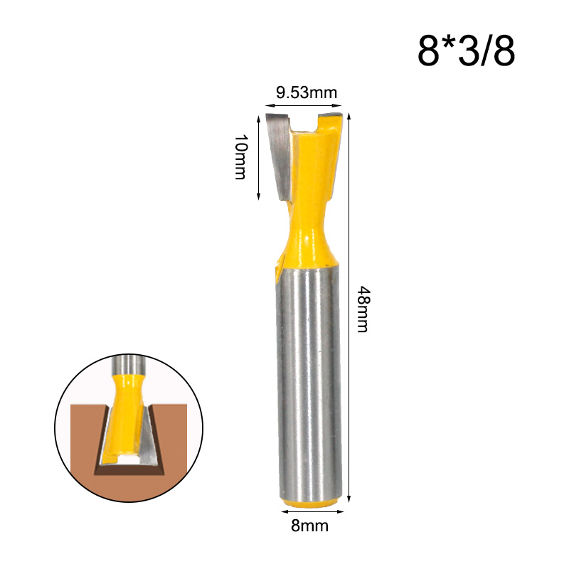 La vie 1pc 8mm skaft svalehale overfræser sæt 14 graders træbearbejdning graveringsbit fræser til træ  mc02220: 8 x 9.52