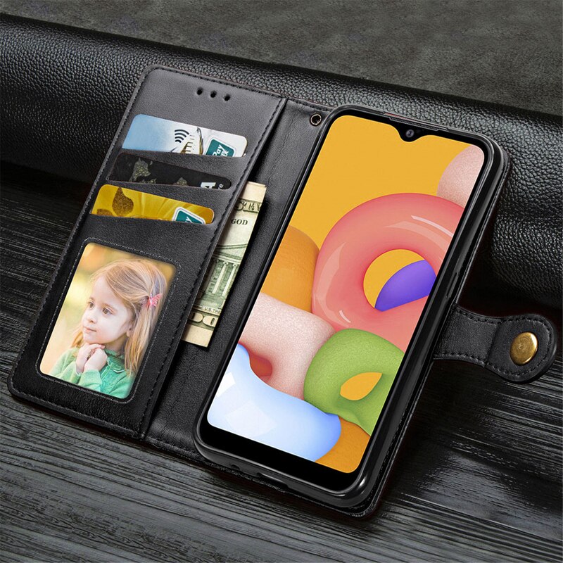 Para samsung a01 caso 5.7 case flip caso da aleta capa para samsung galaxy a01 casos de telefone capa carteira de couro para coque a 01 2019