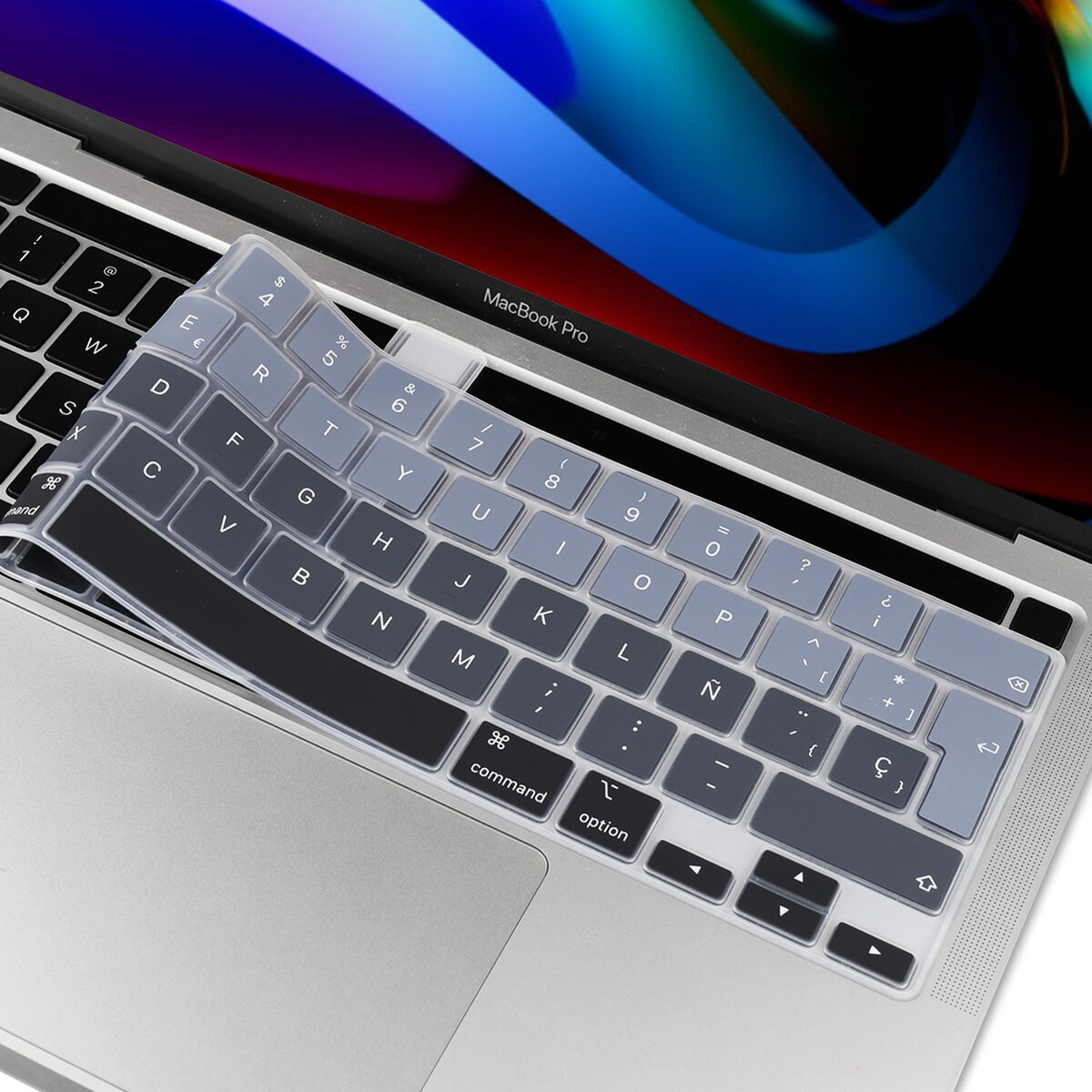 För macbook nyaste pro 13 a2251 a2289 a2338 m1 pro 16 tum  a2141 eu ryska spanska engelska tangentbordsfodral silikonskal: Lutningsgrå