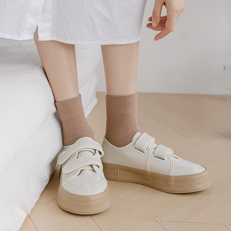 Women's Crew Socks Spring Japanese Style Breathable Casual Short Socks For Women Ladies Plain Socks Thin