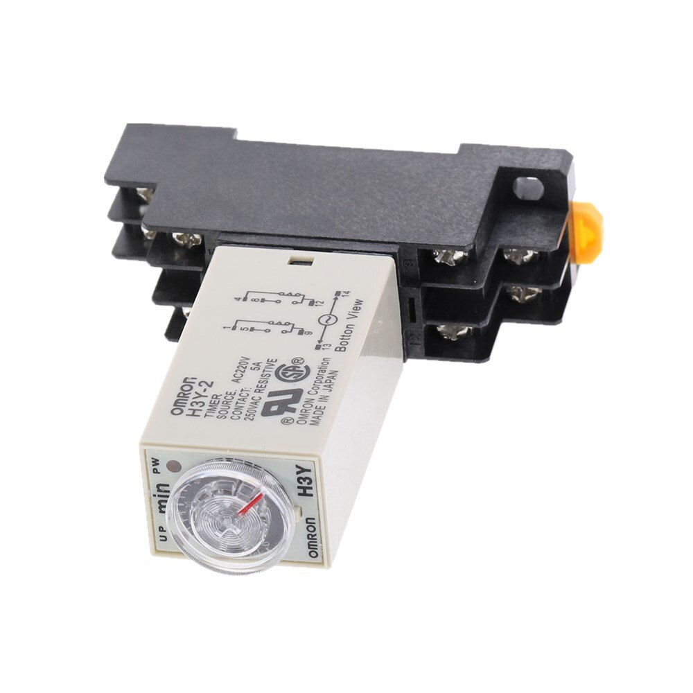 1Pcs H3Y-2 Vertraging Timer Tijdrelais AC220V 110V/DC12V 24V 0 - 30 Minuut Met Base 5A