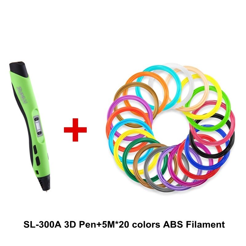 Enotepad-Galaxy SL-300A 3Dprinting Pen Ondersteuning 1.75Mm Pla/Pcl Filament Diy Tekening Potlood 1-8 digitale Geëxtrudeerd Support5V 2A: Greenpen100MFilament