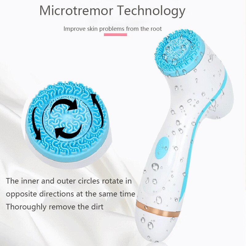 3 In 1 Electric Cleansing Brush Sonic Rotating Cleansing Brush Galvanic Facial Spa System Deeply Clean and Remove Blackheads
