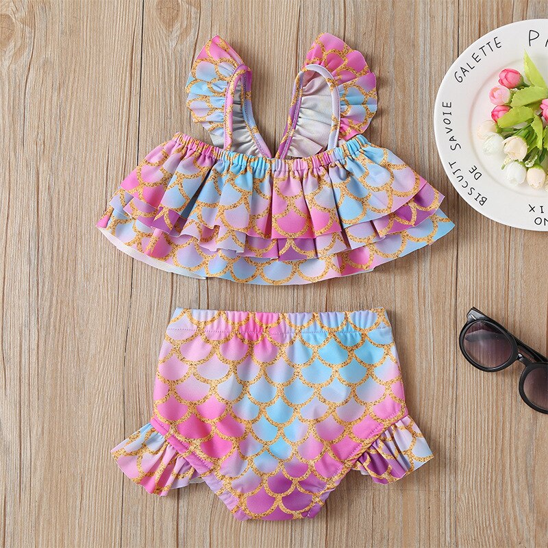 Nieuwste zomer baby zwempak prinses glitter zeemeermin 2 stuks baby meisjes badmode strandkleding kinderen meisje