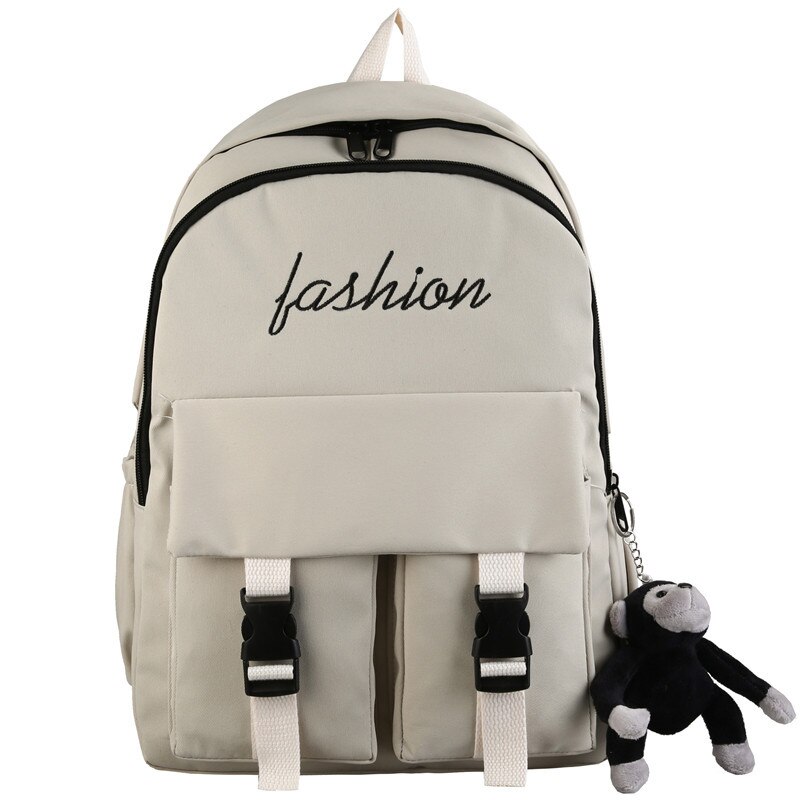 Mochila escolar para chica adolescente, bolso de libro de nailon azul, mochila para estudiantes, a la , novedad de: Beige