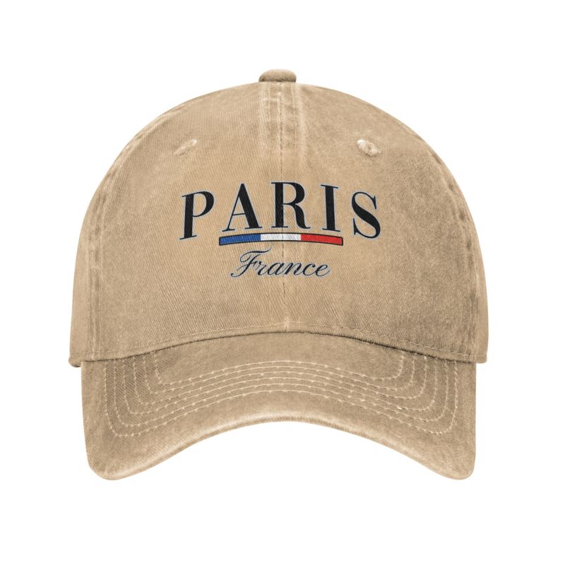 Tilpasset punk bomull paris frankrike grafisk baseballcaps menn kvinner justerbar pappahatt sport: Khaki
