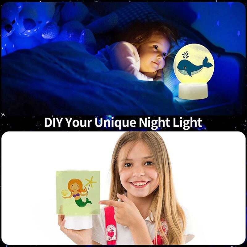 4Pack LED Light Lamp Base With Acrylic Panel Lamp Light Display Base Show Stand For Room Restaurant Bar Shop Cafe Office