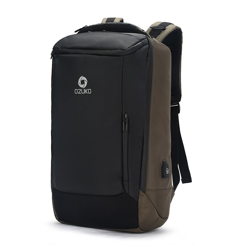 OZUKO 17 "Laptop Rucksack Männer Wasserdichte Große Kapazität Multifunktions Rucksäcke Männlichen USB Business Zurück Pack Reisetasche Mochila: army green / Small