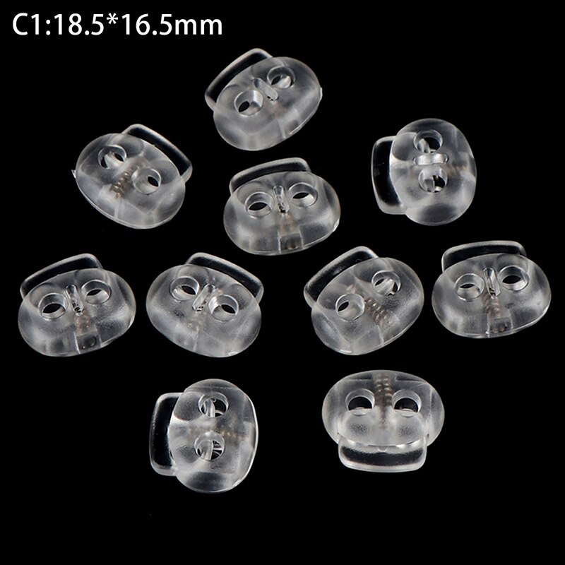 10pcs Transparent Clear Cord Lock Plastic Stopper Cord Ends Toggles Clip Buckle Frost Shoelace Sportswear DIY Bag Accessories: C1