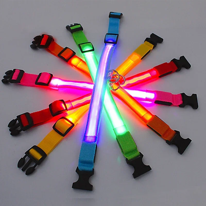 Led-glödande hundhalsband justerbart blinkande uppladdningsbart lysande halsband natt anti-förlorad hundsele för små hundar husdjursprodukter