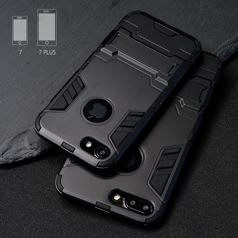 Luxury Stand Armor Phone Holder Case For iPhone 7 8 6 6S Plus X S XS Hybrid TPU+Hard PC ShockProof Back Cover for iphone 5 5S SE