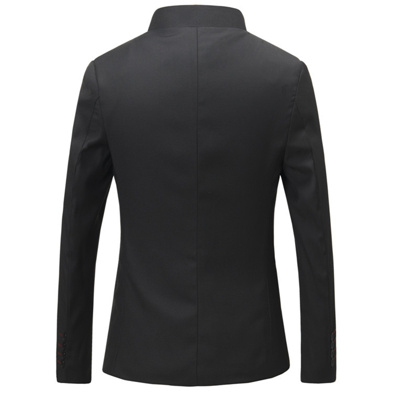 Chaqueta tipo túnica negra para hombre, traje de estilo chino con cuello levantado, chaqueta de uniforme universitario con botonadura única, prendas de vestir exteriores, color rojo mandarín