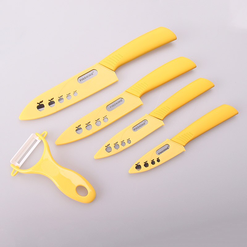 Bästa keramiska knivar och skalare set svart bladhandtag keramisk kniv 3 &quot; 4 &quot; 5 6 tums täcker kökskniv set verktyg: Gul