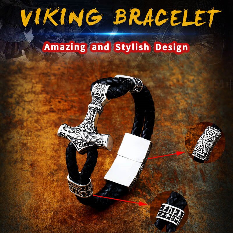 316L Edelstahl Preis Punk Leder armbänder Nordic Viking Schmuck Für Mann schmuck LBC-L005