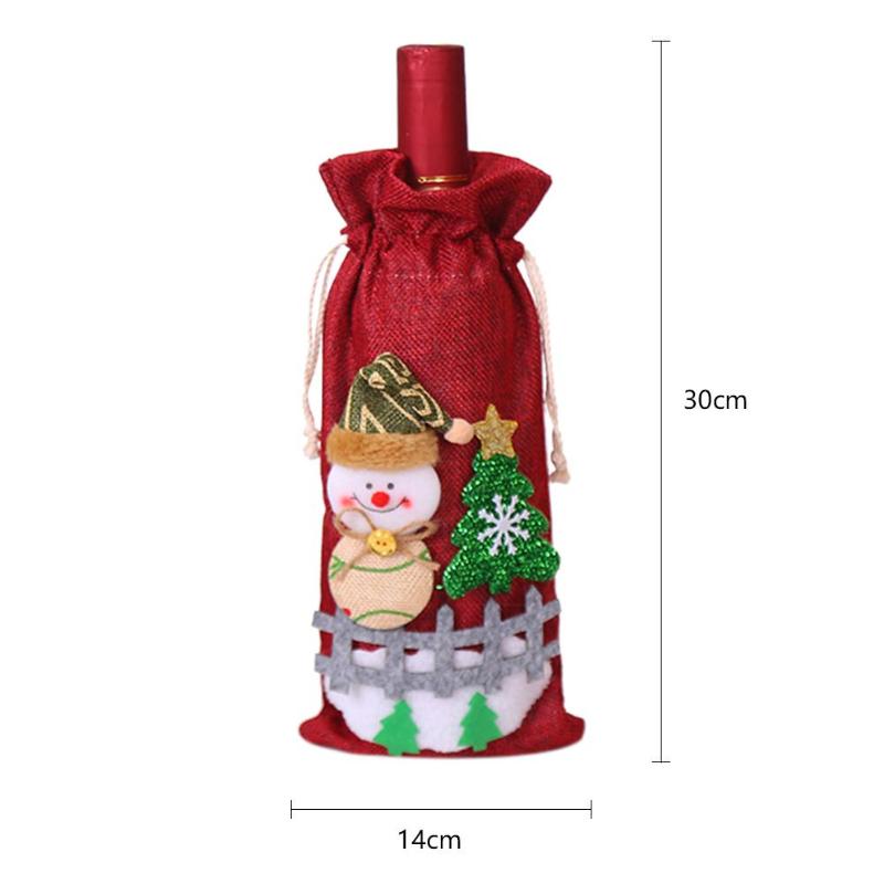 Tegneserie rødvin flaske dækning julemanden snemand elg vinposer juledekoration brugt til vinduesdisker fotografiske rekvisitter: Rød sne mand