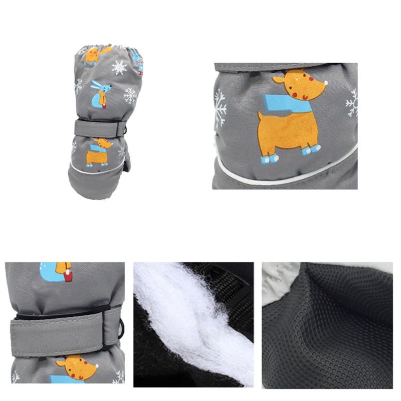 Winter Kinderen Print Cartoon Herten Konijn Verdikking Ski Handschoenen Kids Winddicht Waterdicht antislip Lange mouwen Wanten