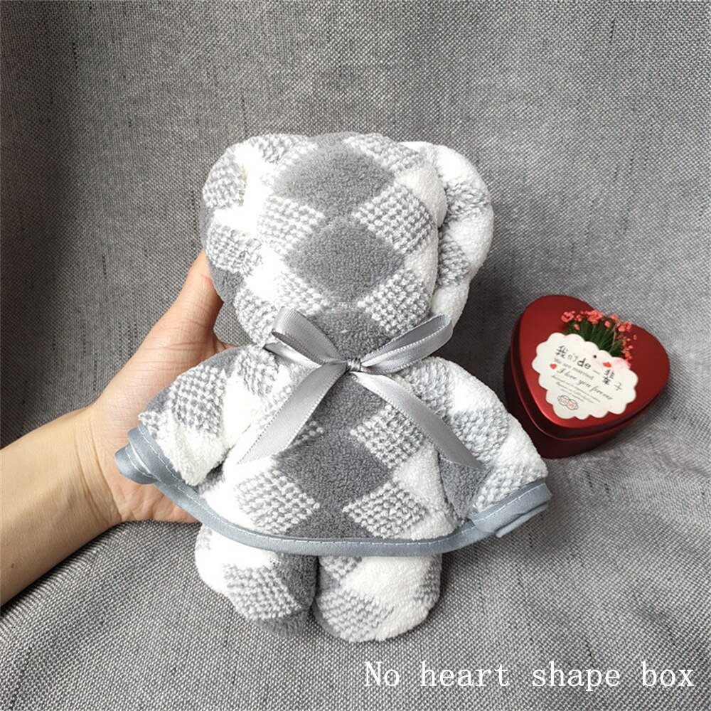 Teddy w kształcie niedźwiedzia ręcznik koralowy aksamitny rombowy ręcznik chłonny twarz ręczniki kąpielowe prezent ślubny prezent urodzinowy 35x75CM ręcznik domowy: Gray / Handbag