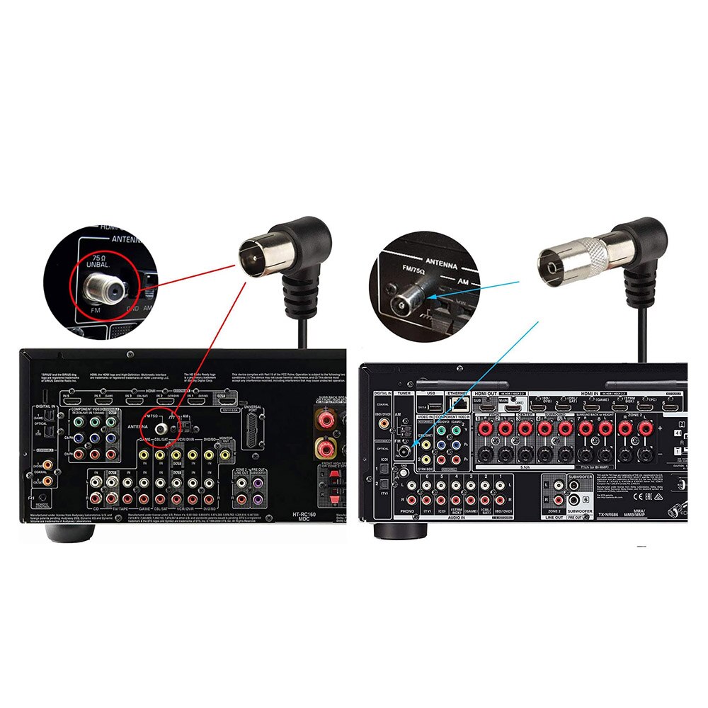 Eightwood Fm Antenne 75Ohm Voor Denon Pioneer Onkyo Yamaha Marantz Bose Wave Music System Indoor Digitale Hd Radio Fm radio