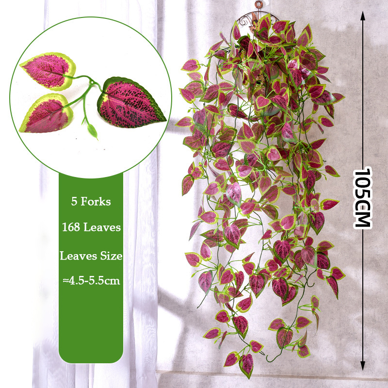 Plantas de enredaderas artificiales de 105cm, 5 tenedores, enredadera de plástico para exteriores, hiedra verde, plantas colgantes de pared, rama para el hogar, jardín, decoración de boda