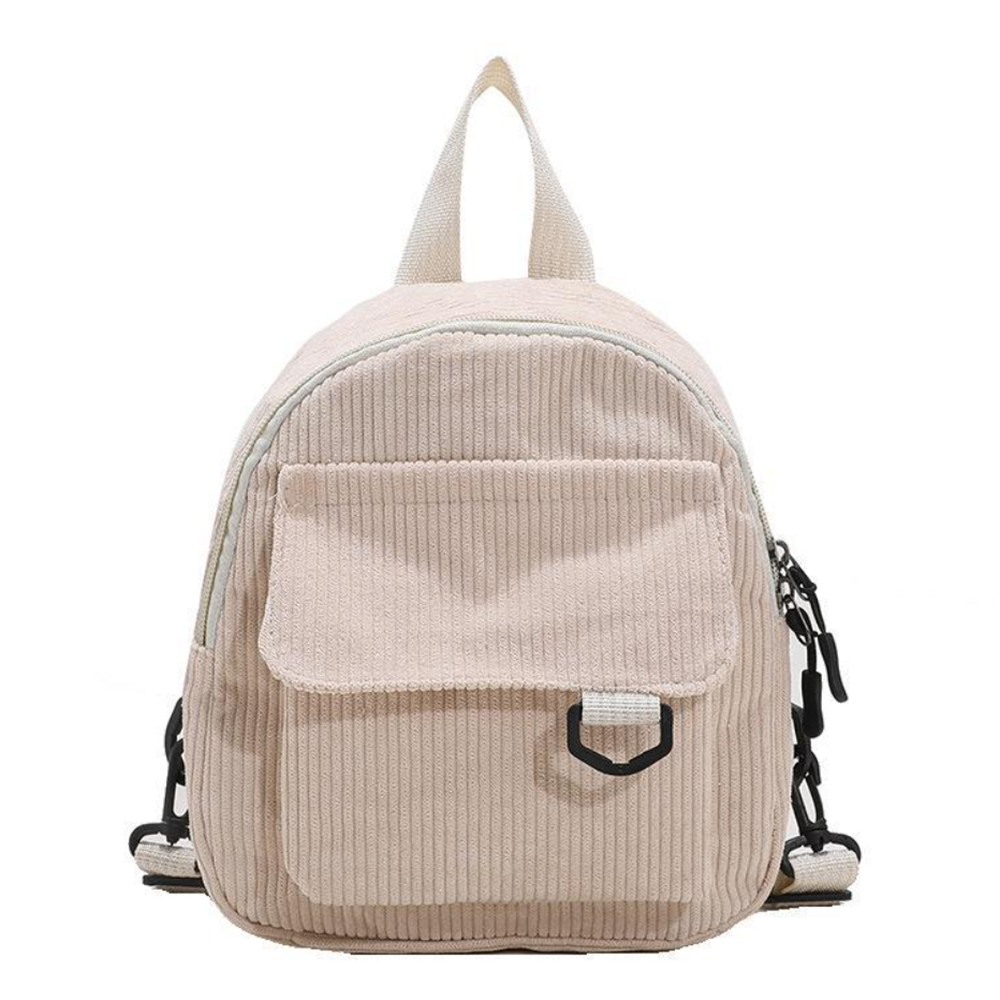 Mini mochila feminina, mochila escolar de veludo simples pequena, grande capacidade, mochila feminina durável, monocromática, casual, viajando, moda: Branco