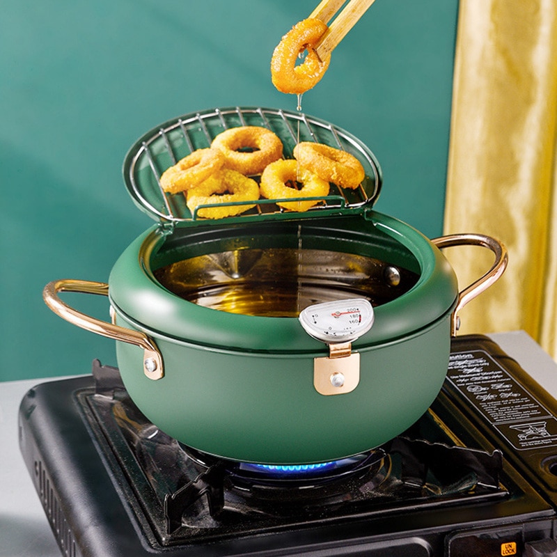 Friteuse à Induction en acier inoxydable Tempura, Mini friteuse universelle à température contrôlée