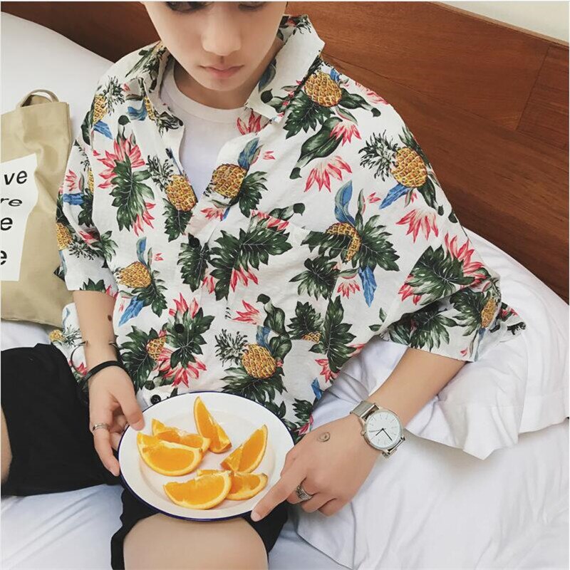 S -5xl hawaiiaans overhemd katoenen hawaiiaans overhemd heren zomer bedrukte bloemen strand overhemden heren plus maat  a5496: Stijl 1 / Ik