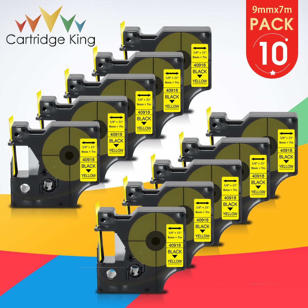 10PK 40913 9mm taśma z etykietami dla D1 DYMO 40913 czarny na białym kompatybilny z DYMO LabelPoint Label Manager 160 280 420P drukarka do etykiet: Black on Yellow